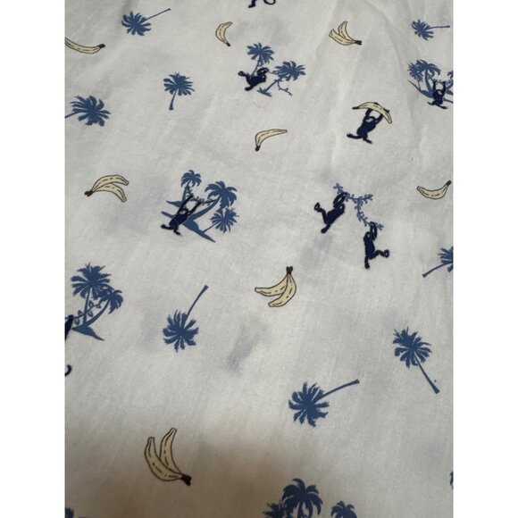 American Rag X-Large White All Over Tropical Monkey & Banana SS Shirt 100% Cotto - Picture 8 of 8